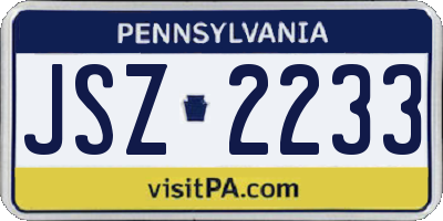 PA license plate JSZ2233
