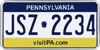 PA license plate JSZ2234