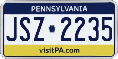 PA license plate JSZ2235