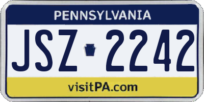 PA license plate JSZ2242