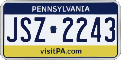 PA license plate JSZ2243