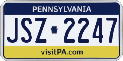 PA license plate JSZ2247