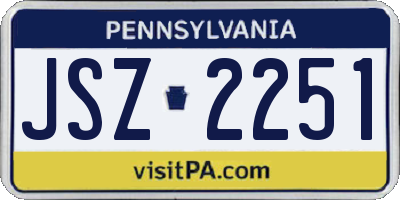 PA license plate JSZ2251
