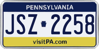 PA license plate JSZ2258