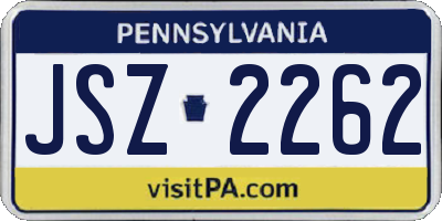 PA license plate JSZ2262