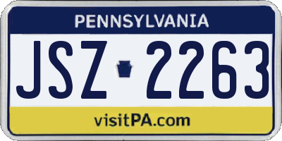 PA license plate JSZ2263