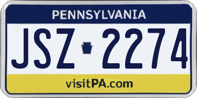 PA license plate JSZ2274