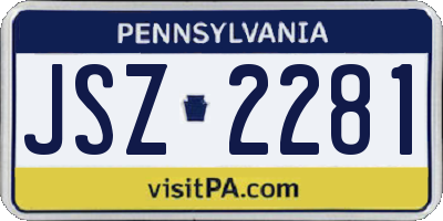 PA license plate JSZ2281