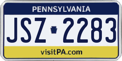 PA license plate JSZ2283