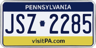 PA license plate JSZ2285