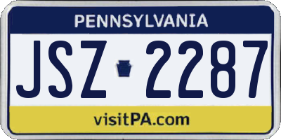 PA license plate JSZ2287