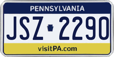 PA license plate JSZ2290