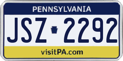 PA license plate JSZ2292
