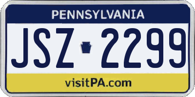 PA license plate JSZ2299