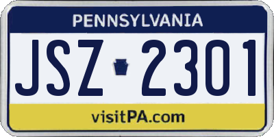 PA license plate JSZ2301