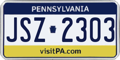 PA license plate JSZ2303