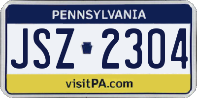 PA license plate JSZ2304
