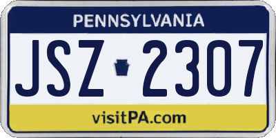 PA license plate JSZ2307