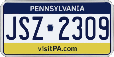 PA license plate JSZ2309