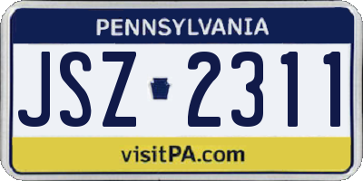 PA license plate JSZ2311