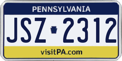PA license plate JSZ2312