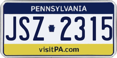 PA license plate JSZ2315