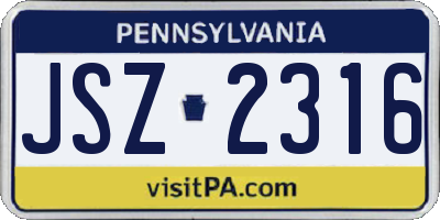 PA license plate JSZ2316