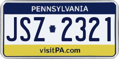 PA license plate JSZ2321