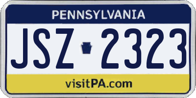 PA license plate JSZ2323