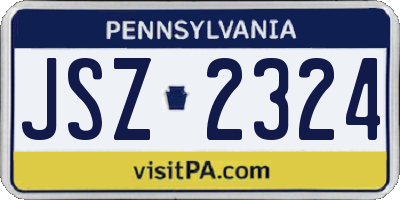 PA license plate JSZ2324