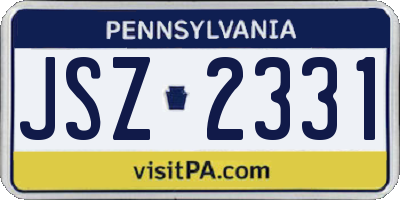 PA license plate JSZ2331