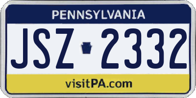 PA license plate JSZ2332