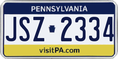 PA license plate JSZ2334
