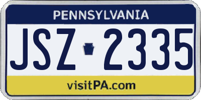 PA license plate JSZ2335