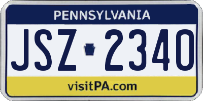 PA license plate JSZ2340