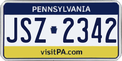 PA license plate JSZ2342