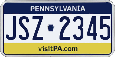 PA license plate JSZ2345
