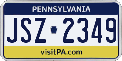 PA license plate JSZ2349