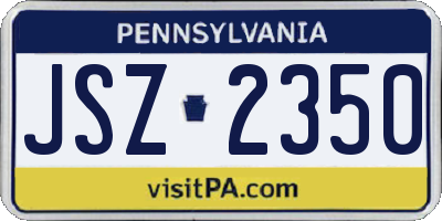 PA license plate JSZ2350