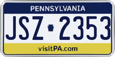 PA license plate JSZ2353