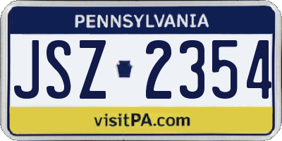 PA license plate JSZ2354
