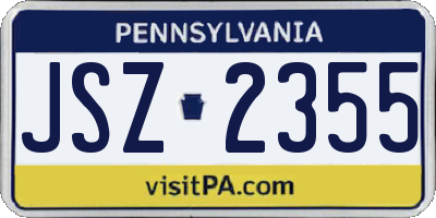 PA license plate JSZ2355