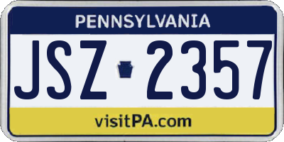 PA license plate JSZ2357