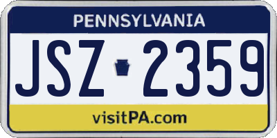 PA license plate JSZ2359