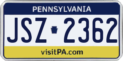 PA license plate JSZ2362