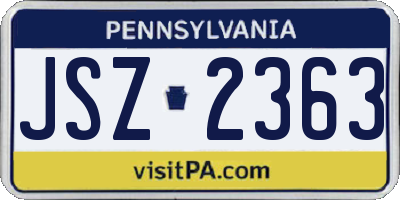PA license plate JSZ2363