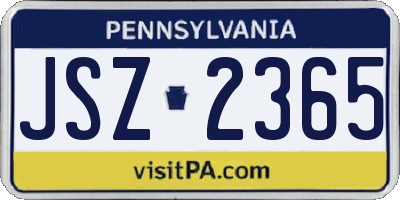 PA license plate JSZ2365