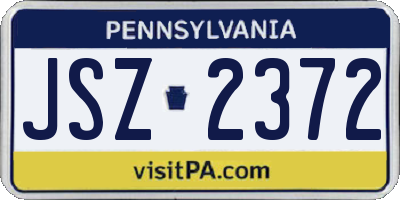 PA license plate JSZ2372