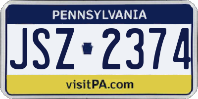 PA license plate JSZ2374