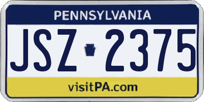 PA license plate JSZ2375